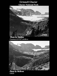 PAIRED Grinnell Glacier from trail 1900 - 1998 