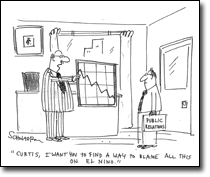 Cartoon caption: Curtis, I want you to find a way to blame all this on El Nino.