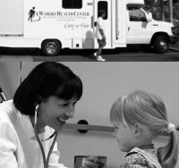 Waikiki Health Center mobile van and physician with young patient