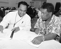 Photo of Kerio Walliby, of Micronesia Health Services and Theodore Iyechad of Guam