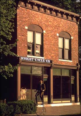 Image of the original Wright Brothers Bicycle Shop in Dayton, Ohio