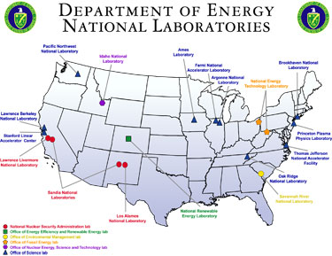 DOE Map of National Laboratories