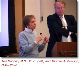 Teri Manolio, M.D., Ph.D. (left) and Thomas A. Pearson, M.D., Ph.D.