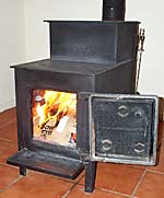 Photo of a woodburning stove.