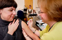 CDC employee receives flu vaccine