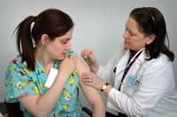 Healthcare professional receives vaccination