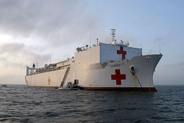 The USNS Comfort anchored off the coast of Puerto Barrios, Guatemala.