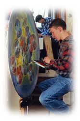 male student painting