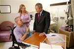 BUSH VISITS WOUNDED - Click for high resolution Photo