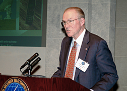 BellSouth Chairman and CEO F. Duane Ackerman -- Chairman of the President’s National Security Telecommunications Advisory Committee (NSTAC) – addresses NSTAC luncheon attendees during the committee’s annual meeting, held May 11 at the U.S. Chamber of Commerce in Washington.