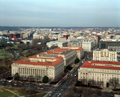 Aerial view 14th and  Consitution Avenue of Commerce Building