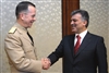 Chairman of the Joint Chiefs of Staff U.S. Navy Adm. Mike Mullen meets with Turkish President Abdullah Gul in Ankara, Turkey, Sept. 15, 2008. 