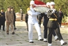 Chairman of the Joint Chiefs of Staff U.S. Navy Adm. Mike Mullen walks behind a procession of Turkish military troops carrying a ceremonial wreath at Anitkabir in Ankara, Turkey, Sept. 15, 2008. Mullen laid a wreath at the mausoleum of Mustafa Kemal Ataturk, the country's first president. 