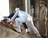 Chairman of the Joint Chiefs of Staff U.S. Navy Adm. Mike Mullen watches as Turkish military troops lay a wreath at Anitkabir in Ankara, Turkey, Sept. 15, 2008. The ceremony honors Mustafa Kemal Ataturk, the country's first president. 