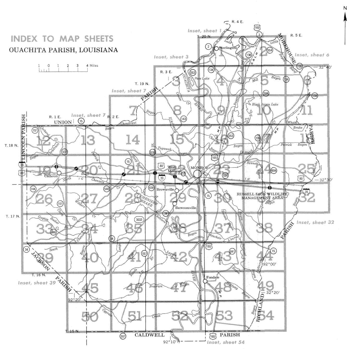 Index Map of Soil Survey Map Sheets For Ouachita Parish Loiusiana