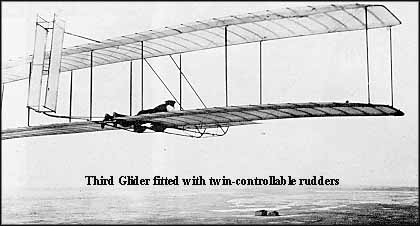 The Third Glider fitted with twin-controllable rudders 