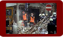 Image of investigators at a bombing site