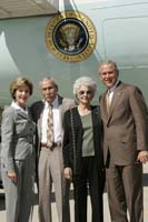 President George W. Bush presented the President’s Volunteer Service Award to Rita and Ruben Carroll upon arrival in Glendale, Arizona, on Monday, August 29, 2005.  The Carrolls volunteer through the Retired and Senior Volunteer Program (RSVP) at the City of El Mirage Senior Center.   To thank them for making a difference in the lives of others, President Bush has met with nearly 450 individuals around the country, like the Carrolls, since March 2002.