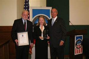 From left, Skip Gosling, chief historian and federal preservation office, US Department of Energy; Ingrid Kolb, director, Office of Management, US Department of Energy; John L. Nau, III, ACHP chairman