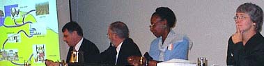 Photograph of Arthur Miller, Andrew McKenzie, Camille Brewer, and Michelle Smith.