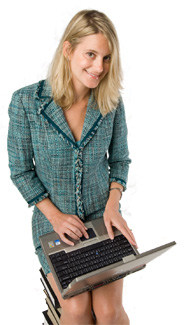 Image of an editor with her laptop computer