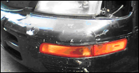 Damaged car bumper