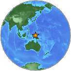 Small globe showing earthquake