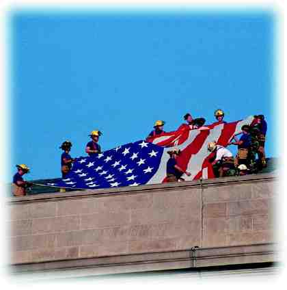 Photograph of AmericanFlag at Pentagon after 9 11 attack