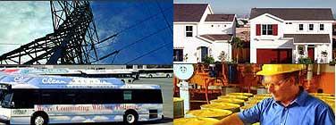 power sources, energy efficient homes, busses, and clean up
