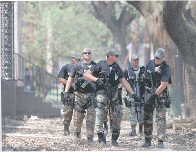 Photograph of F B I Swat Team in New Orleans after Hurricane Katrina (A P Photograph)