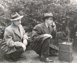 Photograph of a Agent on Field Phone with Second Agent at Side
