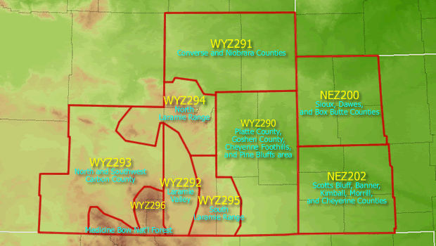 Map of WFO Cheyenne's Fire Weather Zones
