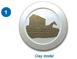 Clay sculpture of coin