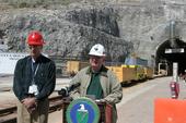 Secretary Bodman (right) and Paul Golan host a press conference at Yucca Mountain