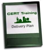 Photo of a document with the following words on the cover: CERT Training Delivery Plan