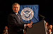 President George W. Bush addresses employees at the Department of Homeland Security in Washington, D.C., Wednesday, Oct. 1, 2003.