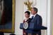 President George W. Bush presented the President’s Volunteer Service Award to Kathleen Nguyen in a ceremony in the East Room of the White House on May 26, 2005. The ceremony, part of a White House celebration of Asian Pacific American Heritage Month, was also attended by President Yudhoyono of Indonesia.