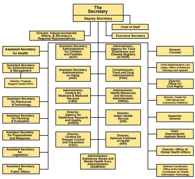 Graphic of Department of Health and Human Services Organizational Chart
