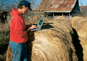 Agriculture professional with computer