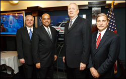 Photo: Richard Hunt, director, Division of Injury Response, National Center for Injury Prevention and Control; Rod Gillum, president, GM Foundation; Charles Stokes, president, CDC Foundation; and Chet Huber, president, OnStar. 