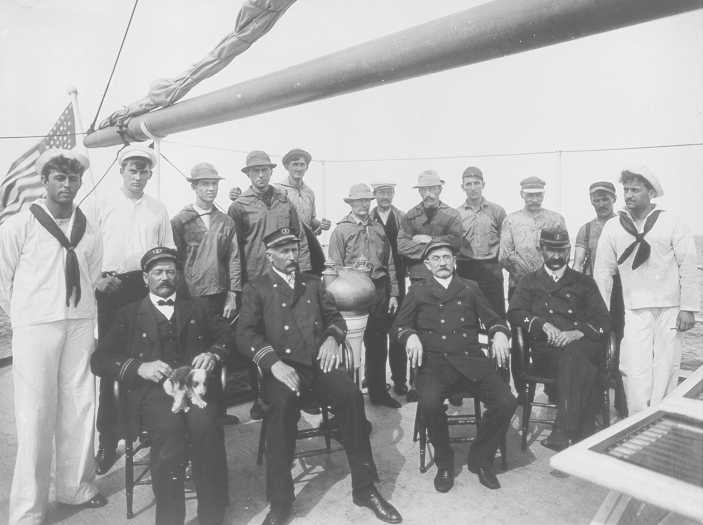 A photo of the crew of a Lighthouse Service tender, circa 1910