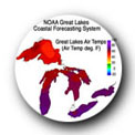 Great Lakes image showing water temperature