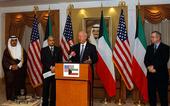 U.S. Energy Secretary Samuel Bodman with U.S.Ambassdor Richard LeBaron and Kuwaiti Undersecretary of the Ministry of Energy Issa Mohammed Al-Aoun far left