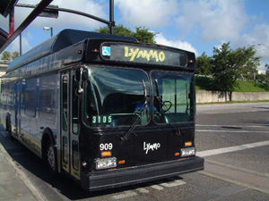 A shot of a LYNX LYMMO Bus in Downtown Orlando, Florida. Visit LYNX on the web at: http://www.golynx.com/?pid=1155575