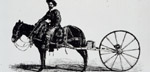 1880's man on horse measuring mileage with wheel