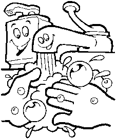 Drawing of washing hands.