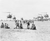 U.S. helicopters arriving to air lift Vietnamese government Rangers 