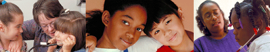 Animated GIF of children of various ages and races receiving health care.