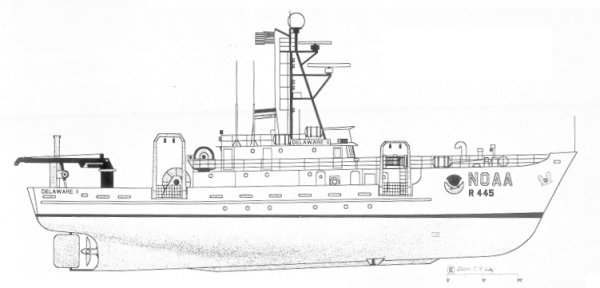 Line Drawing of NOAA Ship DELAWARE II - Click for a larger image.