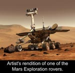 Artist's rendering of Mars rover on Mars.